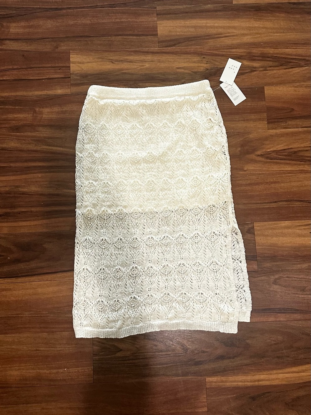 a new day Cream Crochet Pencil Skirt